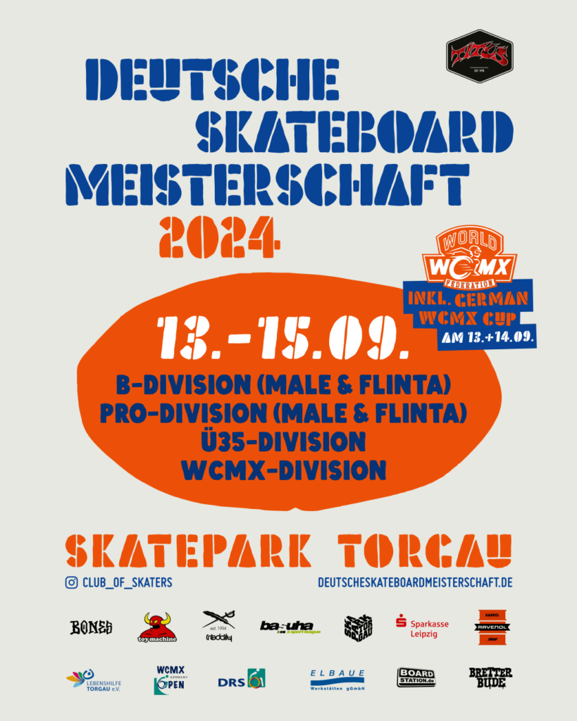 Plakat für Deutsche Skateboard Meisterschaft 2024 in Torgau mit WCMX World Cup